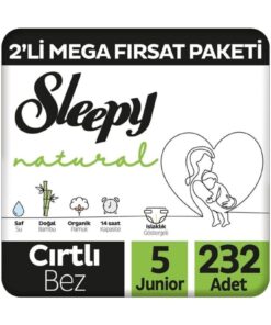 Sleepy Natural 2'Li Mega Fırsat Paketi Bebek Bezi 5 Numara Junior 232 Adet