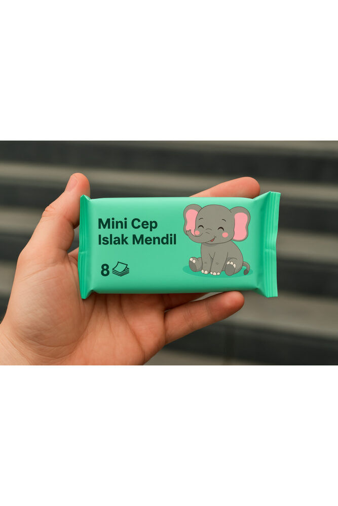 homvira ✨Mini Cep Sevimli Hayvan Figürlü Islak Mendil (1 mini paket, 8 yapraklı )😍 - Görsel 3