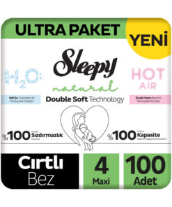 Sleepy Natural Double Soft Ultra Paket Bebek Bezi 4 Numara Maxi 100 Adet