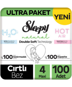 Sleepy Natural Double Soft Ultra Paket Bebek Bezi 4 Numara Maxi 100 Adet
