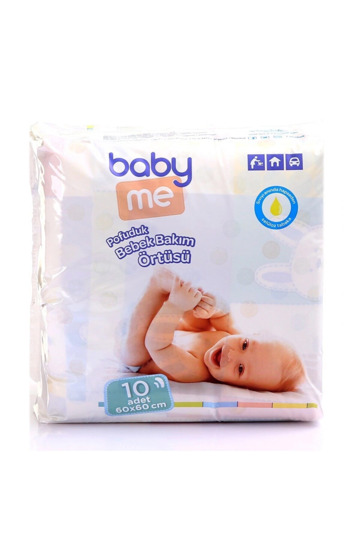 Baby Me Pofuduk Alt Değiştirme Örtüsü 60x60 Cm 10 Adet