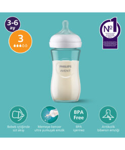 Philips Avent Doğal Tepkili Cam Biberon, 240ml, 3-6 Ay, SCY933/01