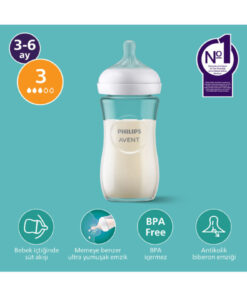 Philips Avent Doğal Tepkili Cam Biberon, 240ml, 3-6 Ay, SCY933/01