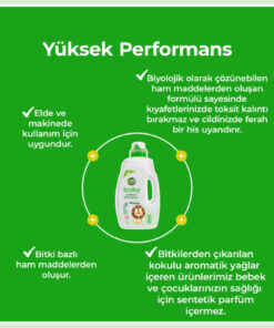 Just Green Organic Bebek Çamaşır Deterjanı,baby Çamaşır Temizleyici,bebekler Için 0 Doğal Ve Hassas Temizlik,1500 ml - Görsel 3