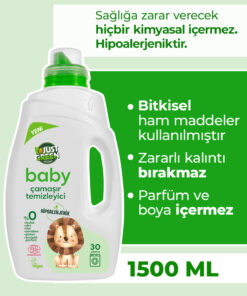 Just Green Organic Bebek Çamaşır Deterjanı,baby Çamaşır Temizleyici,bebekler Için 0 Doğal Ve Hassas Temizlik,1500 ml