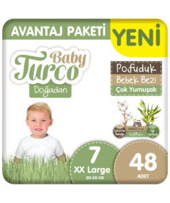 Baby Turco Doğadan Avantaj Paketi Pofuduk Bebek Bezi 7 Numara Xxlarge 48 Adet