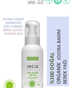 INCIA 0 Doğal Bebek Yağı Organik Jojoba Bakım Masaj Yağı Parafinsiz Bitkisel Vegan 110 ml