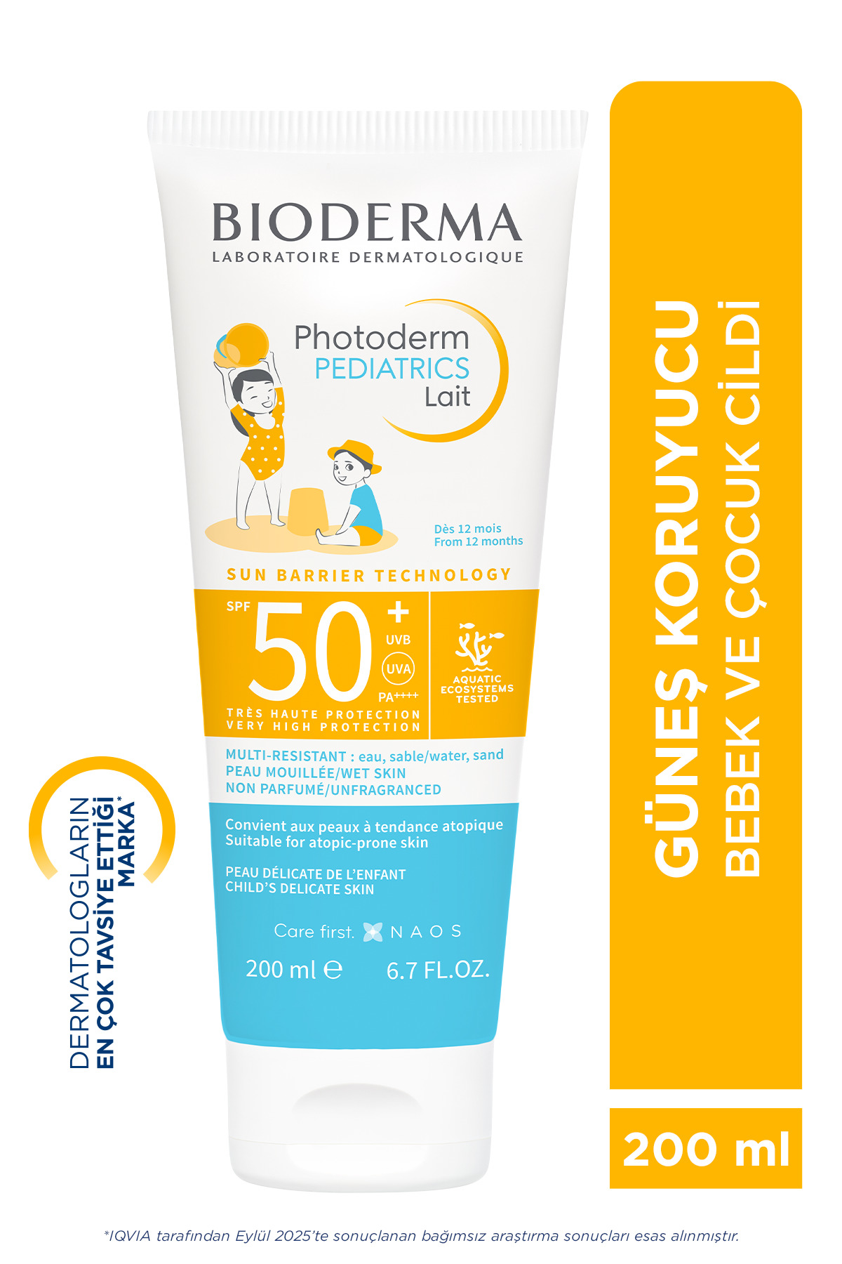 Bioderma Photoderm Pediatrics Lait SPF50+ Antioksidan Yüksek Korumalı Süt Formda Çocuk Güneş Kremi 200 ML