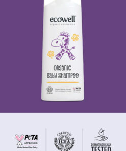 Ecowell Bebek Saç & Vücut Şampuanı Set, Organik & Vegan Sertifikalı, Parabensiz Doğal Konak Önleyici 2x300ml - Görsel 3