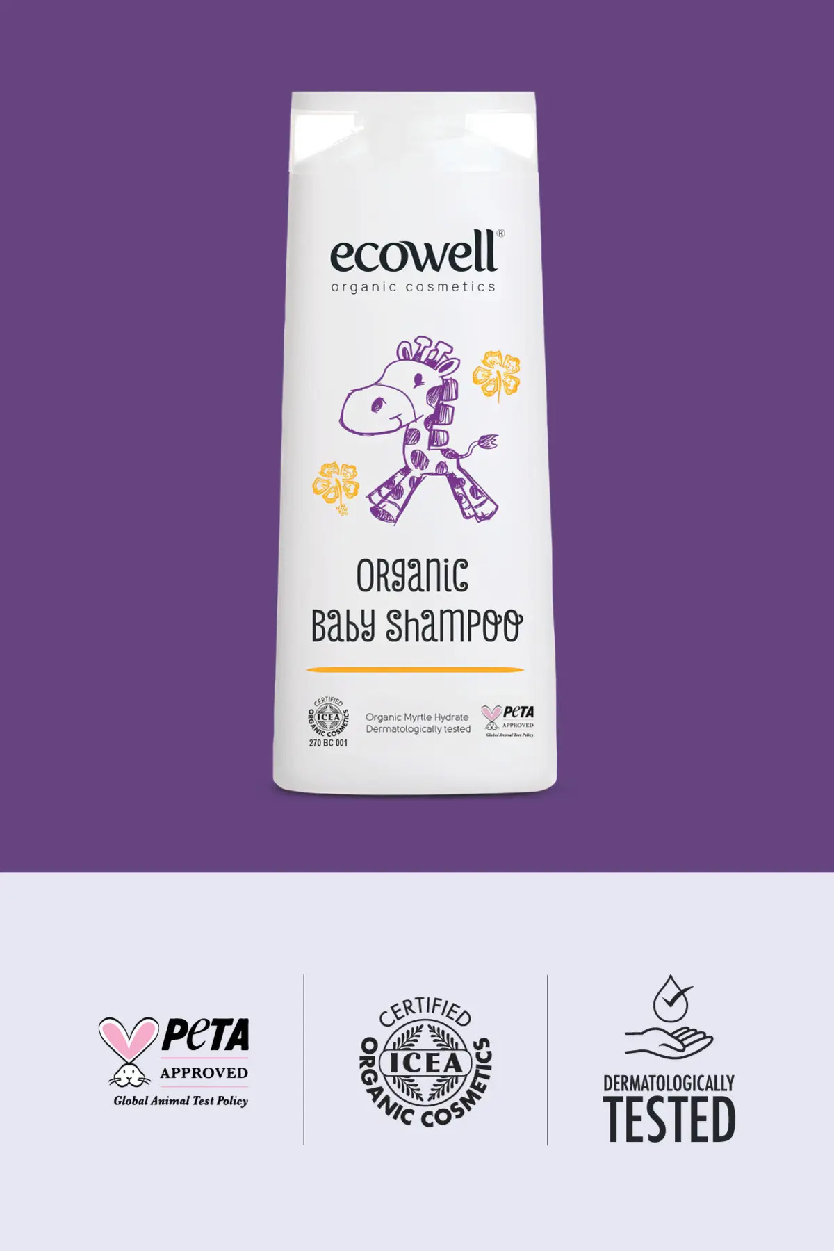 Ecowell Bebek Saç & Vücut Şampuanı Set, Organik & Vegan Sertifikalı, Parabensiz Doğal Konak Önleyici 2x300ml - Görsel 3