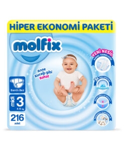Molfix Bebek Bezi 3 Beden Midi Hiper Ekonomi Paketi 216 Adet