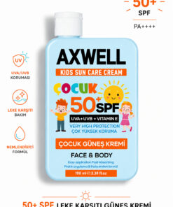 AXWELL Kids Sun Cream Çocuk Güneş Kremi Çok Yüksek Koruma + Vitamin E Spf 50+ 100ml