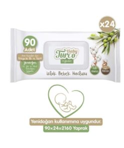 Baby Turco Doğadan Yenidoğan Islak Bebek Havlusu 24x90 Yaprak