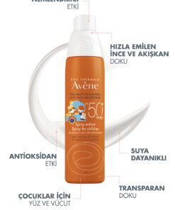 Avene Çocuk Sprey Güneş Kremi SPF 50+ Vücut için Yüksek Koruma Sağlayan Hassas Güneş Kremi 200 ml - Görsel 3