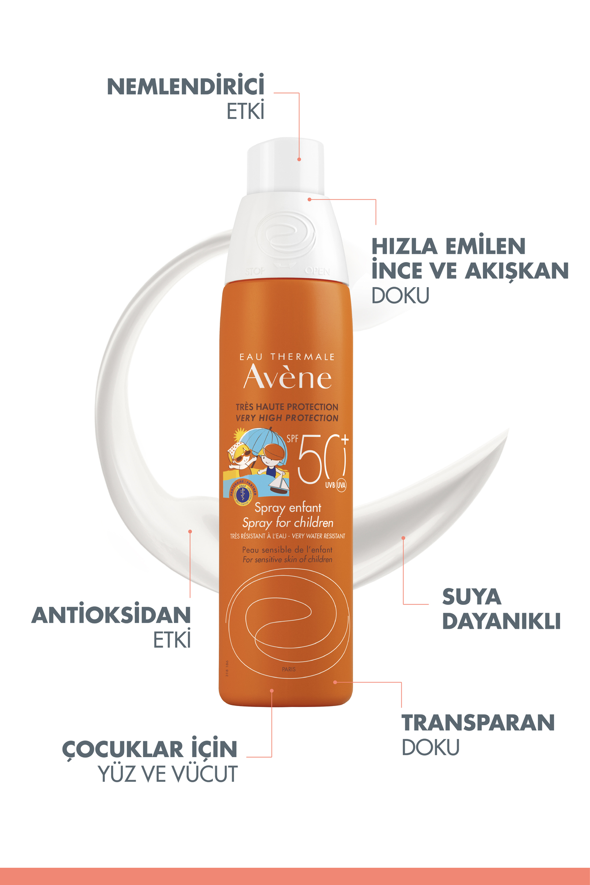 Avene Çocuk Sprey Güneş Kremi SPF 50+ Vücut için Yüksek Koruma Sağlayan Hassas Güneş Kremi 200 ml - Görsel 3