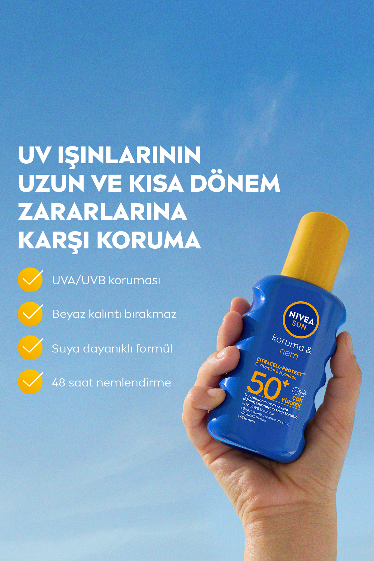 NIVEA SUN SPF50+ Çocuklara Özel Hassas Güneş Spreyi 270ml Ve SPF50 Güneş Koruyucu Spreyi, Çanta Hediye - Görsel 3