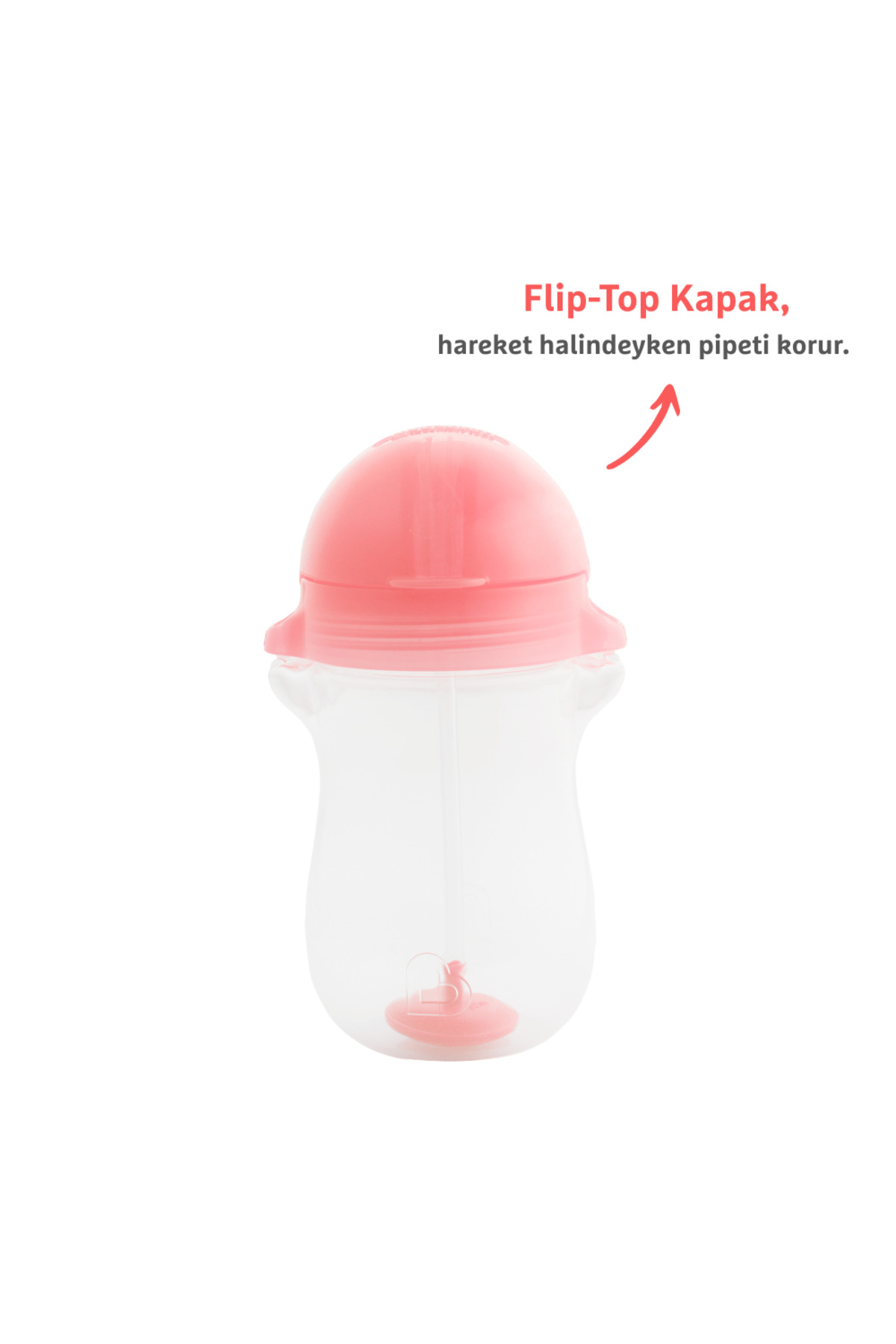 Munchkin Tıklama Kilitli Uçlu Pipetli Alıştırma Bardağı, 12ay , 296ml, Pembe, 1 Adet - Görsel 3