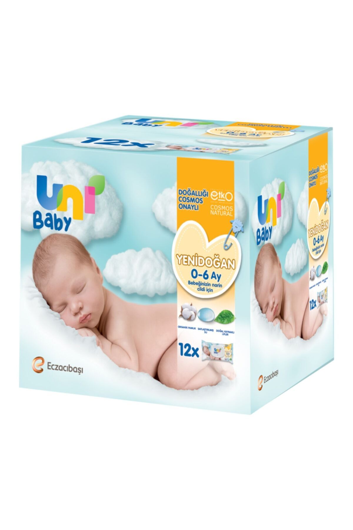 Uni Baby Yenidoğan 12li Islak Mendil 480 Yaprak