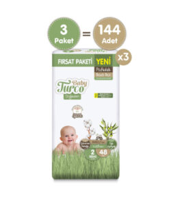 Alternative view of Baby Turco Doğadan Süper Fırsat Paketi Pofuduk Bebek Bezi 2 Numara Mini 144 Adet