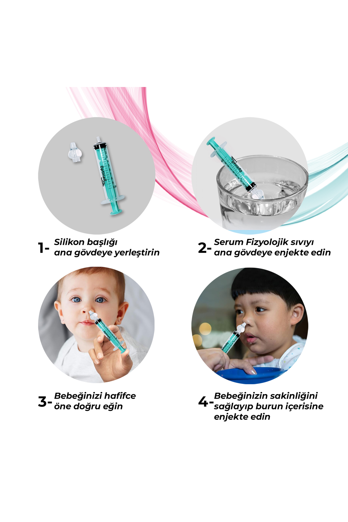 Optinell 2 'li Şırıngalı Burun Aspiratörü Bebek Burun Temizleme Aparatı Şırınga 10 ml Enjektörü - Görsel 3