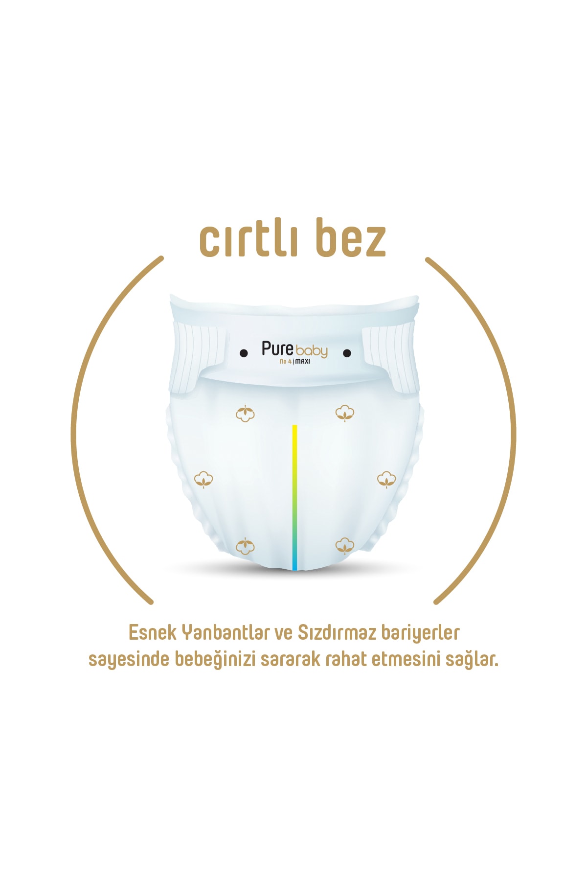 Pure Baby Organik Pamuklu Cırtlı Bez 2'li Paket 6 Numara Xlarge 64 Adet - Görsel 3