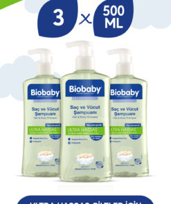 Biobaby Ultra Hassas Saç Ve Vücut Bebek Şampuanı 500 ml Prebiyotik Alman Papatyası - Organik Içerik 3 Lü Set