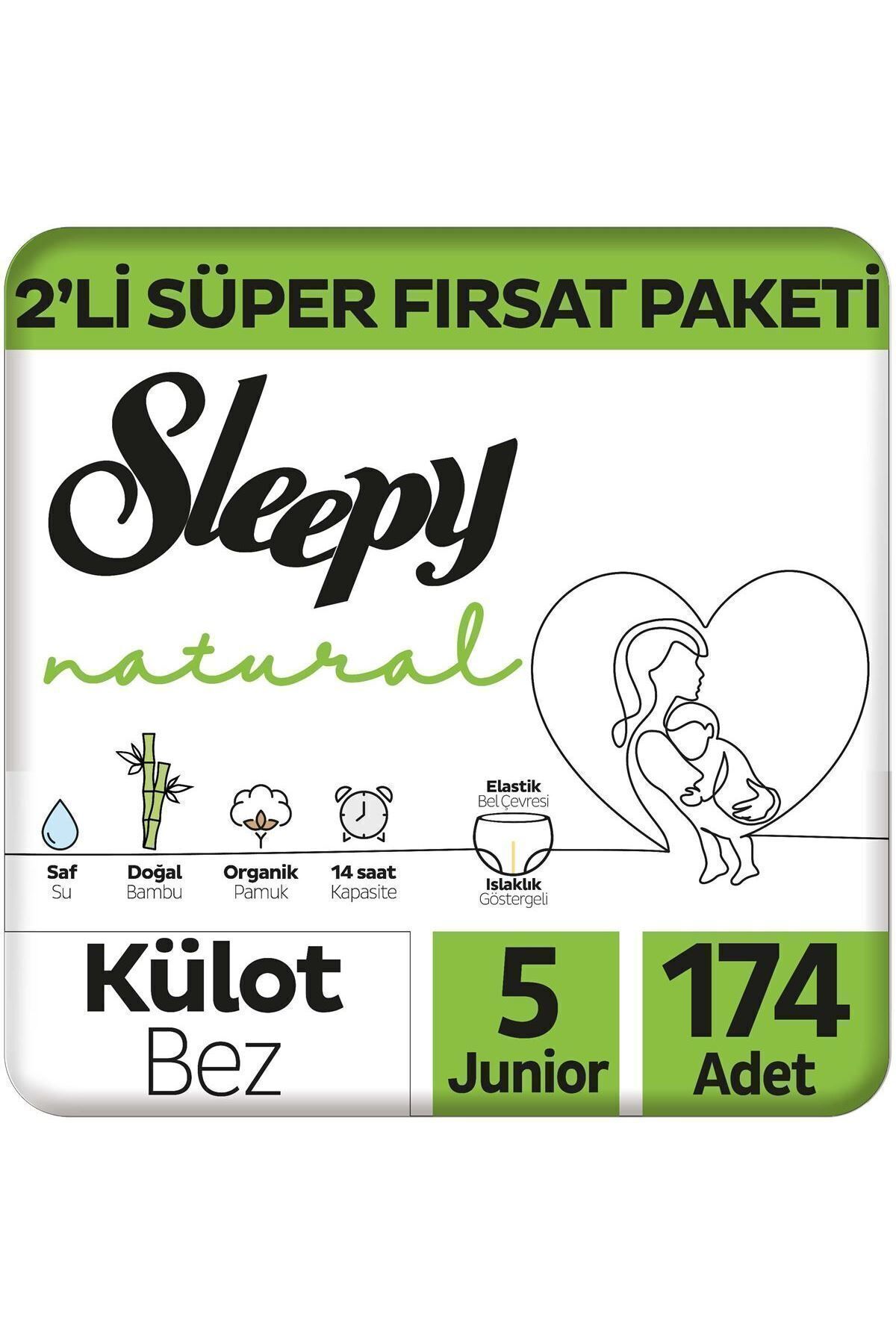 Sleepy Natural 2'Li Süper Fırsat Paketi Külot Bez 5 Numara Junior 174 Adet