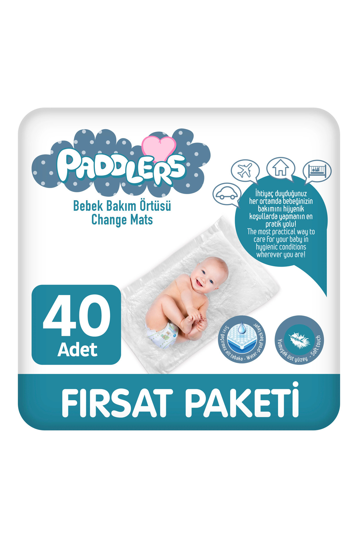 Genel Markalar Bebek Bakım Örtüsü 60x60 cm 40 Adet (4x10) – Alt Açma Bezi, Yatak Koruyucu - Sıvı Geçirmez