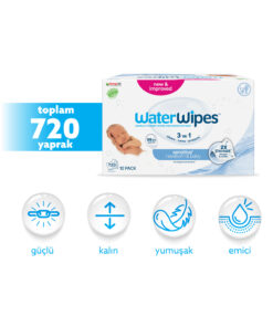 WaterWipes Bio Yenidoğan Islak Mendil 12×60 Adet (720 Yaprak)