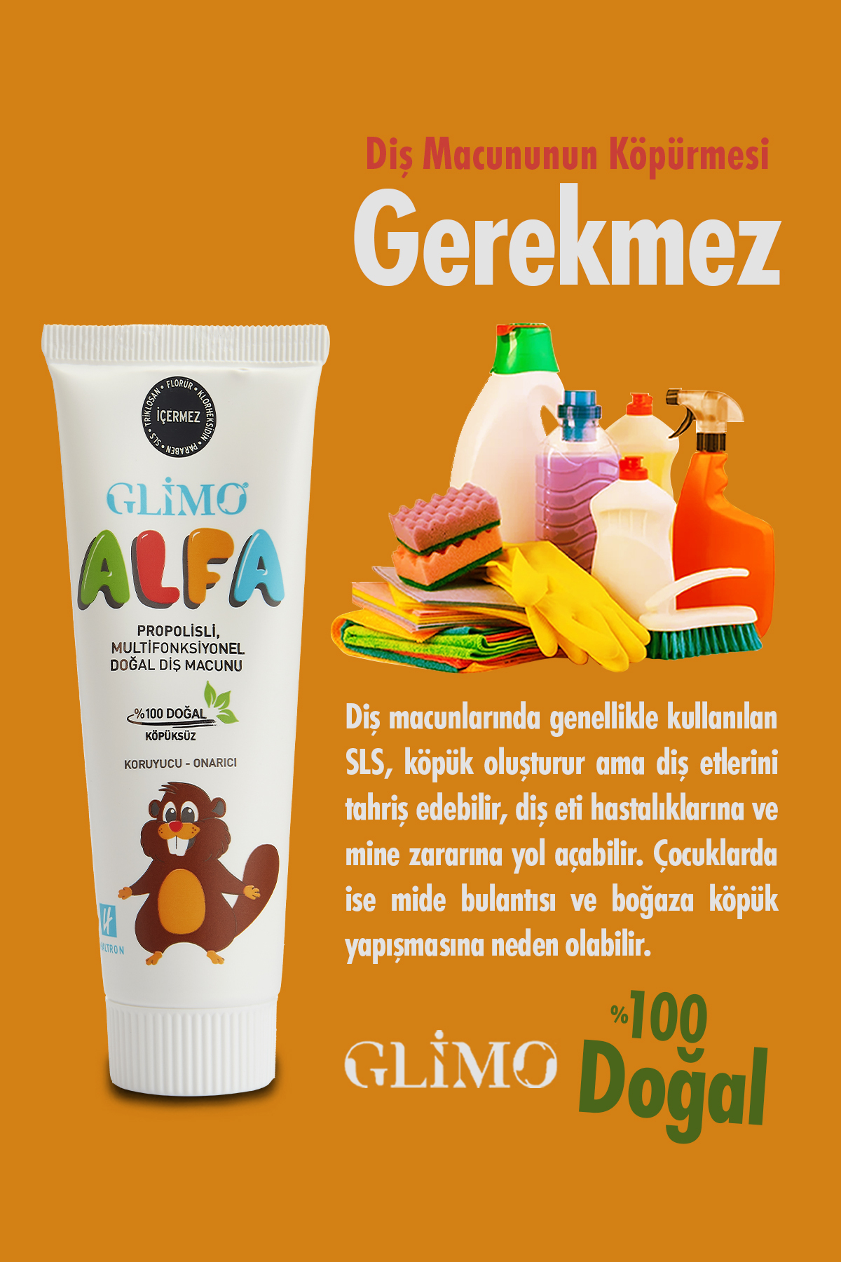 Glimo Alfa Propolisli 0 Doğal Çocuk Diş Macunu 50 Ml, Yutulabilir Güvenli, Koruyucu,onarıcı,beyazlatıcı - Görsel 3