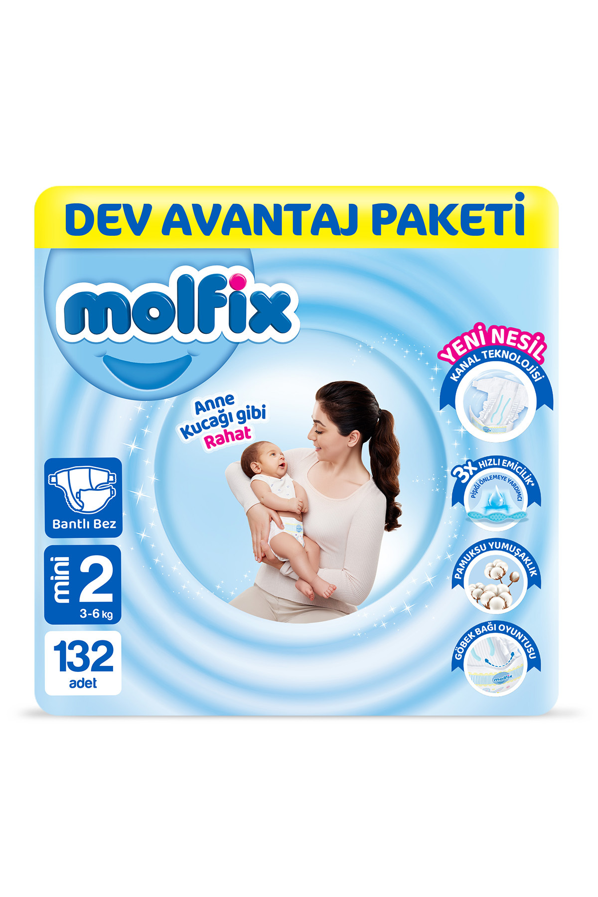 Molfix Kanal Teknolojisi Dev Avantaj Paketi 2 Beden Mini 132 Adet