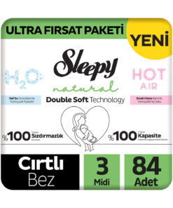 Sleepy Natural Double Soft Ultra Fırsat Paketi Bebek Bezi 3 Numara Midi 84 Adet
