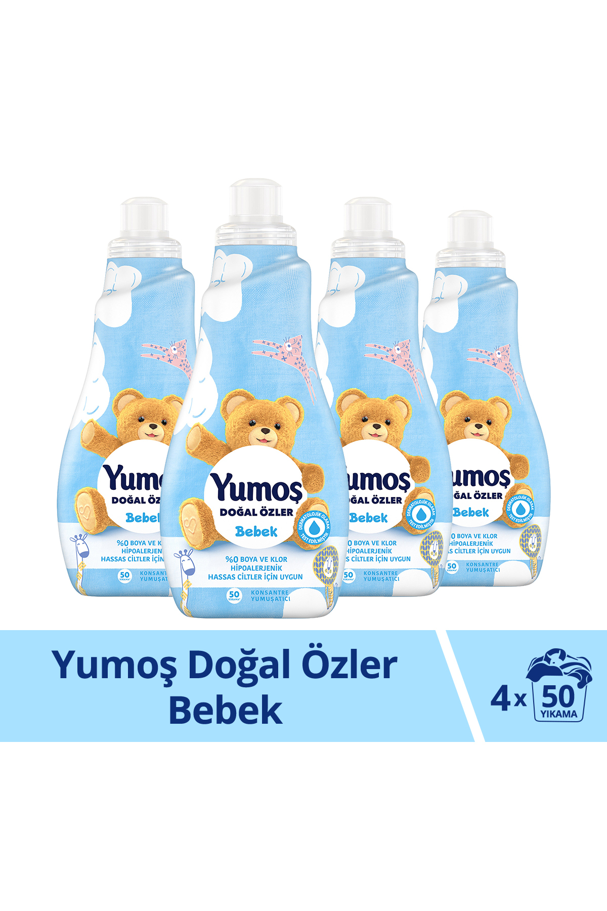 Yumoş Doğal Özler Konsantre Çamaşır Yumuşatıcısı Bebek 1200 ML 50 Yıkama 4 Adet