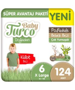 Baby Turco Doğadan Süper Avantaj Paketi Pofuduk Külot Bez 6 Numara Xlarge 124 Adet