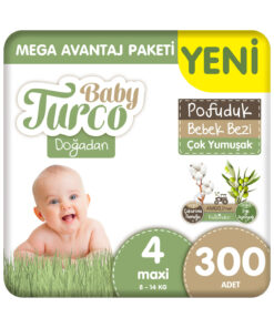 Baby Turco Doğadan Mega Avantaj Paketi Pofuduk Bebek Bezi 4 Numara Maxi 300 Adet
