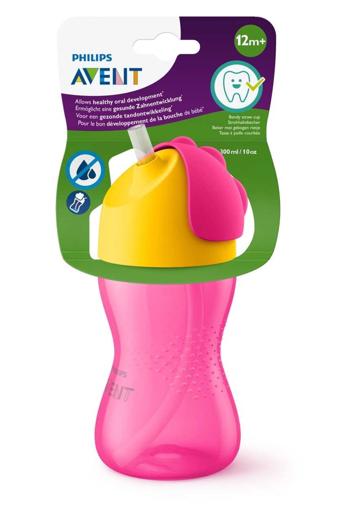 Philips Avent Pipetli Bardak 12 Ay+ 300 ml Pembe-Sarı, SCF798/02