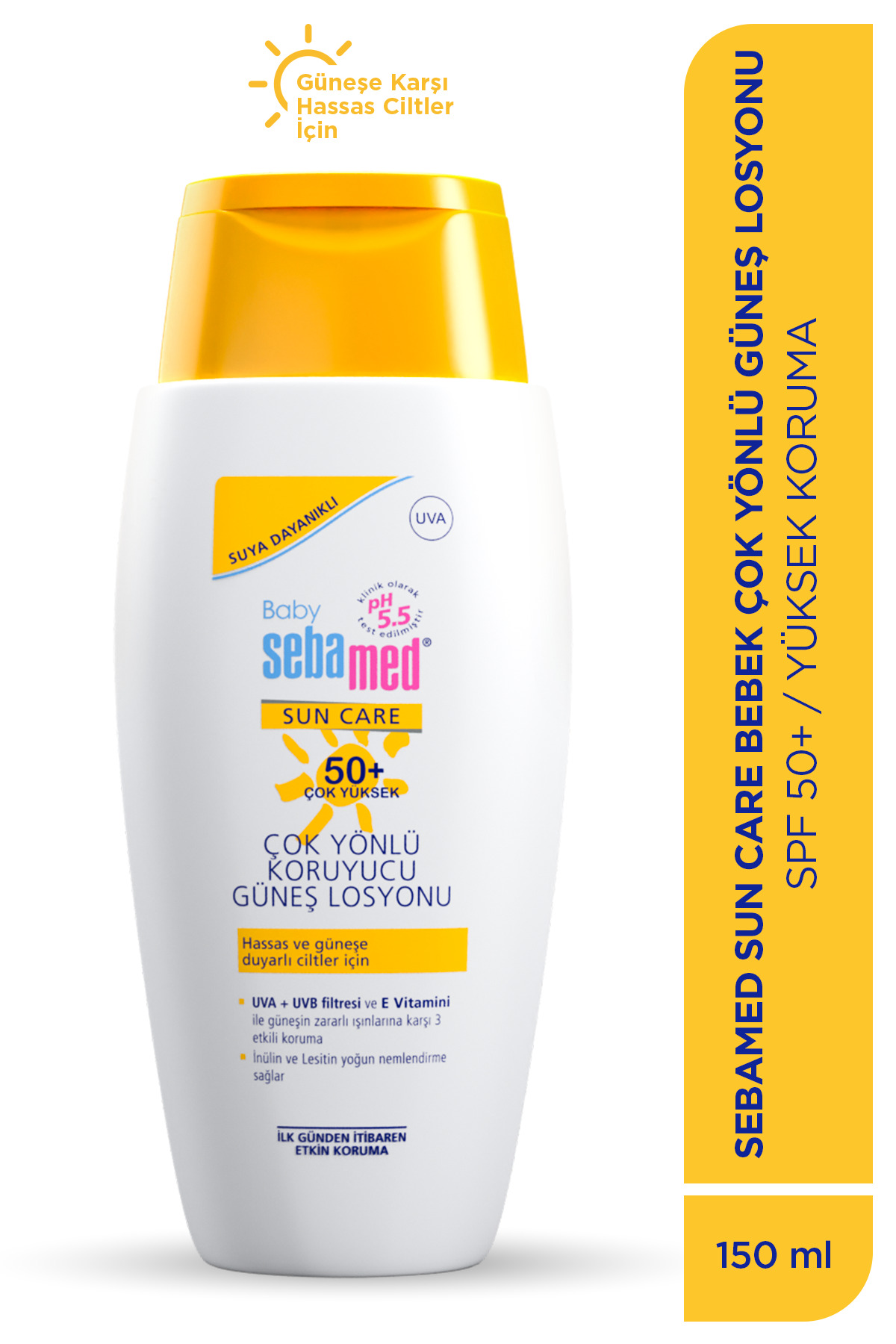 Sebamed Baby SPF 50+ UVA - UVB Filtresi ve E Vitamini Etkili Bebek Çok Yönlü Koruyucu Güneş Losyonu 150 ml
