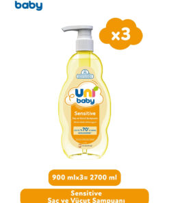 Uni Baby Sensitive Saç ve Vücut Şampuanı 900 ml 3'lü