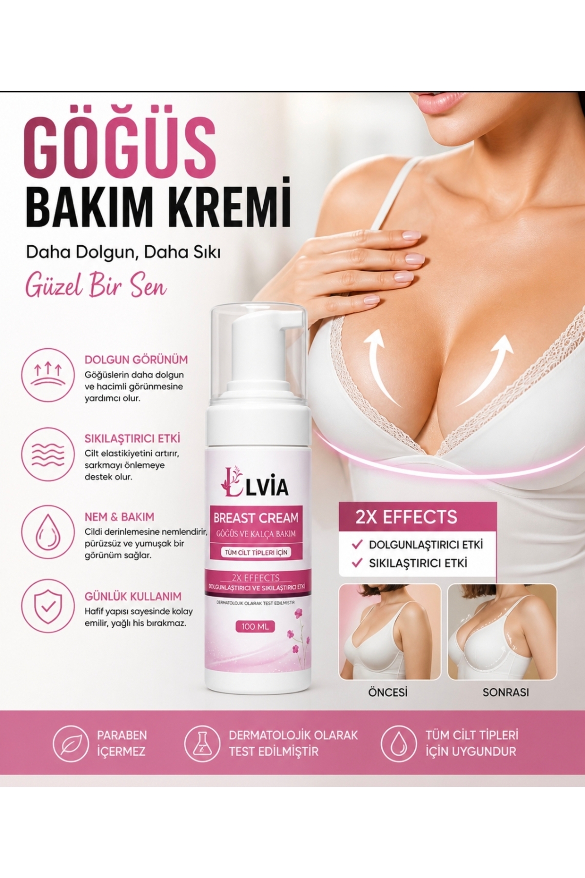 LVİA Göğüs Ve Kalça ,büyütcü,. Şekillendirici, Dolgunlaştırıcı, Çatlak Giderici, Sıkılaştırıcı Krem 100ml