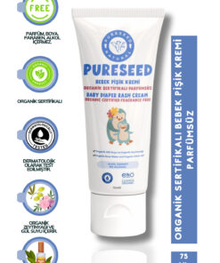 PURESEED NATURAL Organik Sertifikalı Bebek Pişik Kremi Parfümsüz - 75 ml