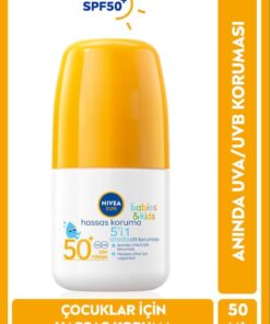 NIVEA SUN SPF 50+ Bebek ve Çocuk İçin Hassas Koruma Güneş Koruyucu Roll-on 50ml,Suya Dayanıklı,Hassas Cilt