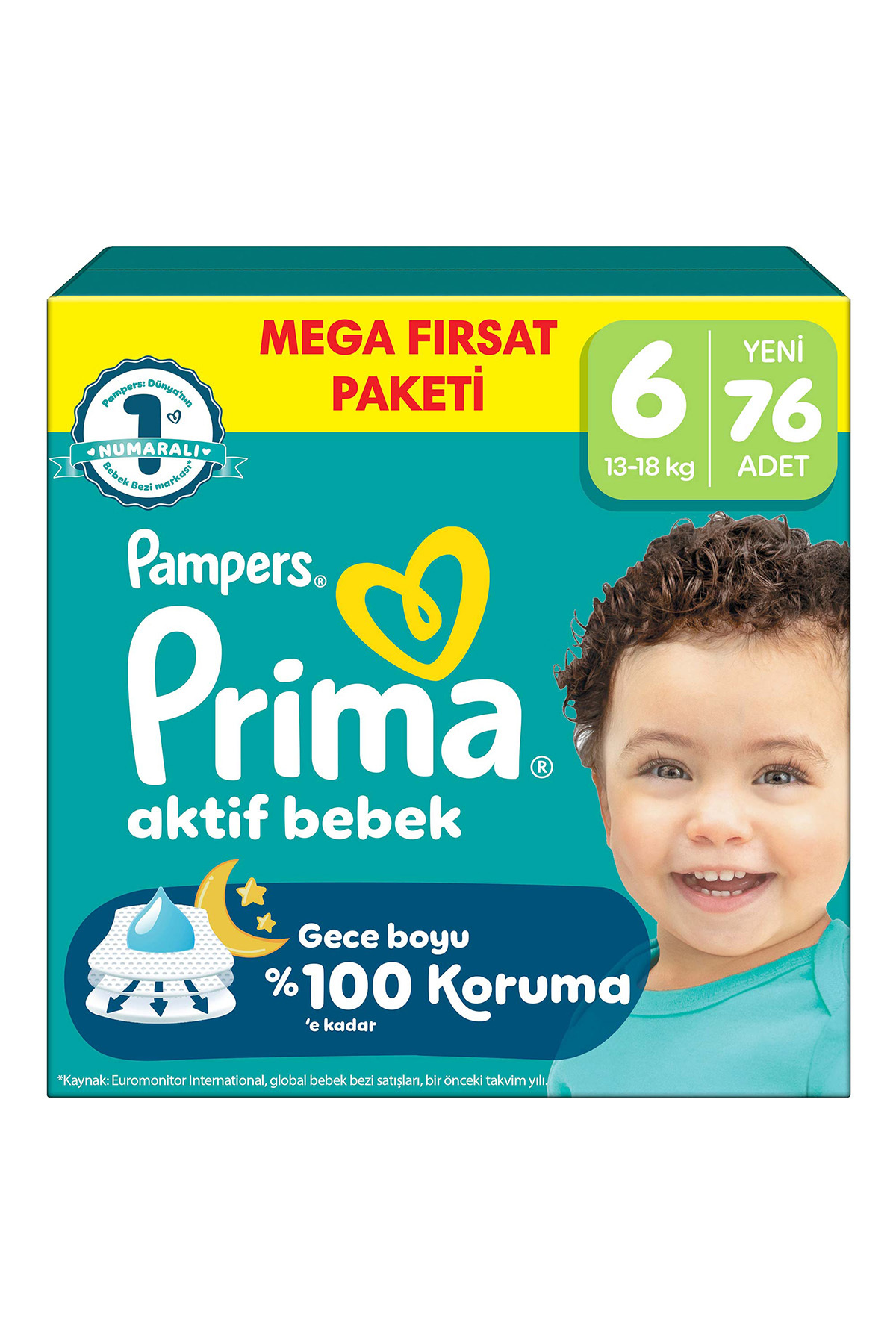 Prima Aktif Bebek Mega Fırsat Paketi 6 Beden 76 Adet