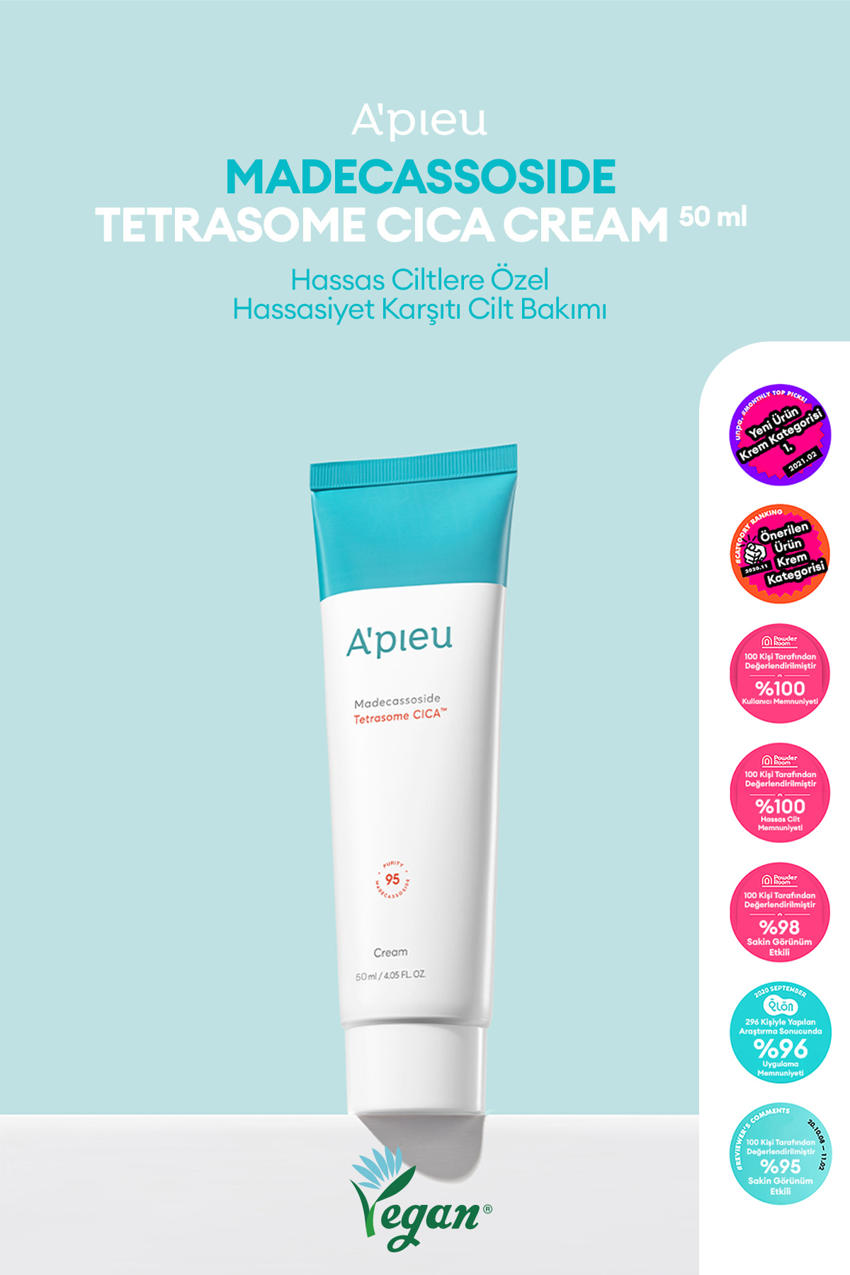 Missha Hassas ve Yıpranmış Ciltler için Cica İçerikli Krem A'PIEU Madecassoside Tetrasome Cica Cream 50ml