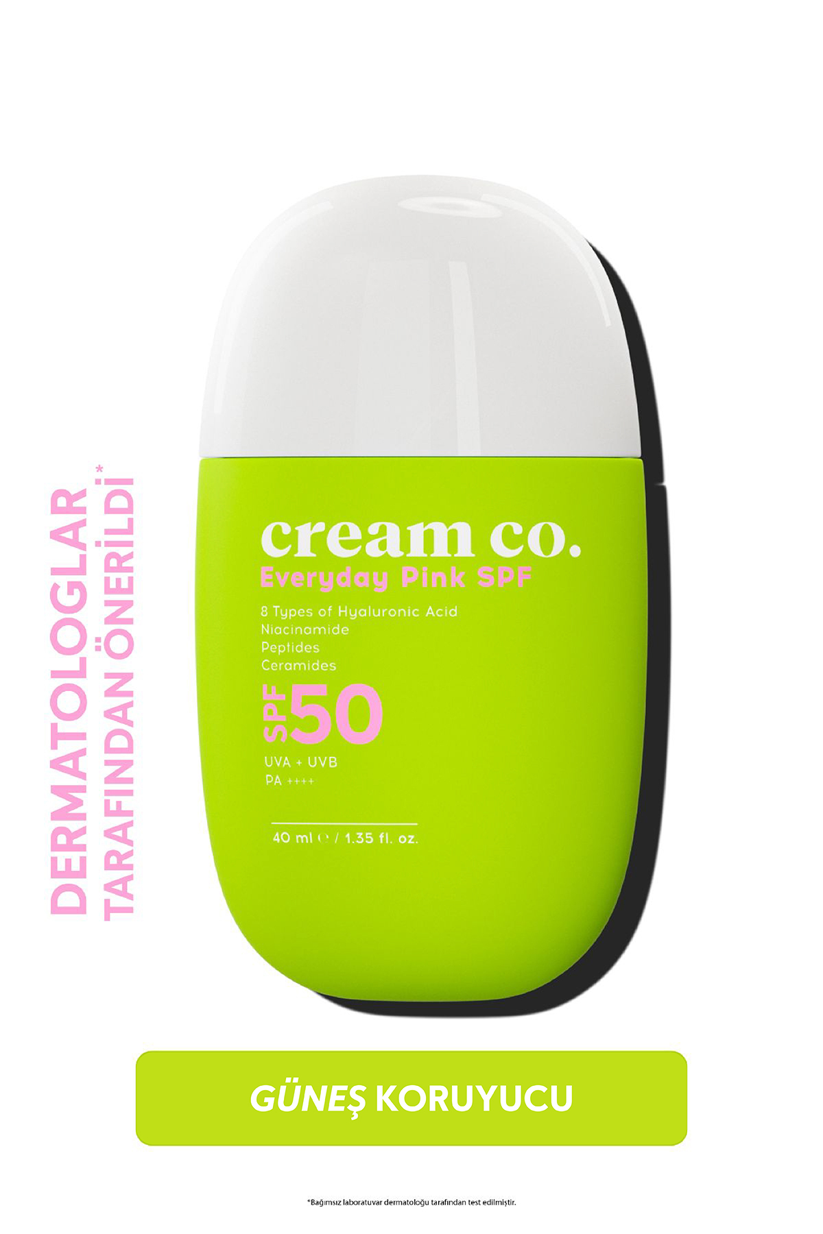Cream Co. SPF50 Pink Güneş Koruyucu Krem | Ton Eşitleyici Leke Karşıtı | Aydınlatıcı | 40 ML | Güneş Serumu