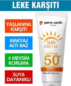 Pierre Cardin SPF 50 Leke Karşıtı Yüksek Koruyucu Yüz Güneş Kremi 75 ML Normal Ve Kuru Ciltler İçin