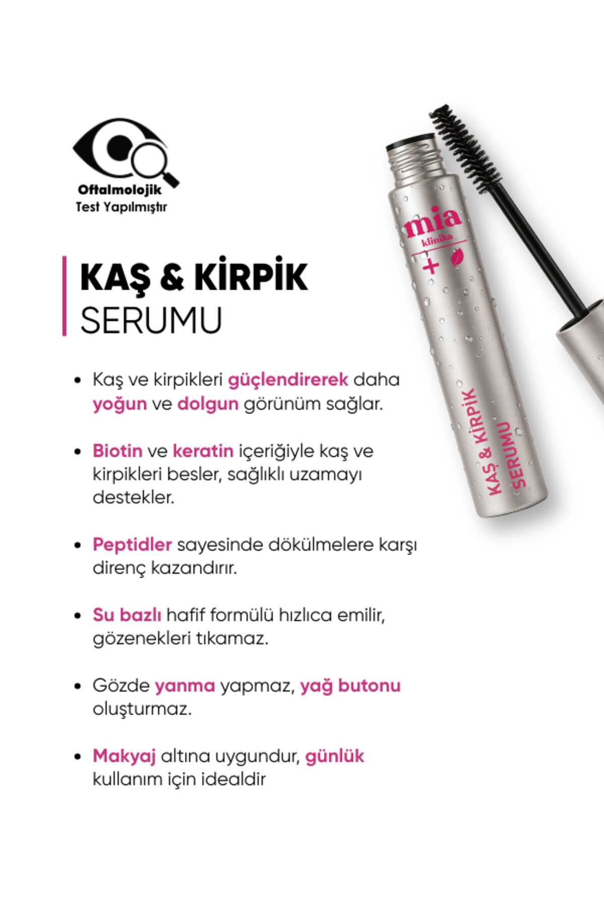 mia klinika Su Bazlı Güçlendirici Keratin ve Biotin İçeren Besleyici Kaş Ve Kirpik Serumu - Görsel 3