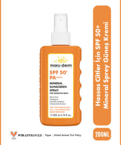 Maru.Derm Hassas Ciltler İçin Mineral Sprey Güneş Kremi SPF 50+ PA++++ 200 ML
