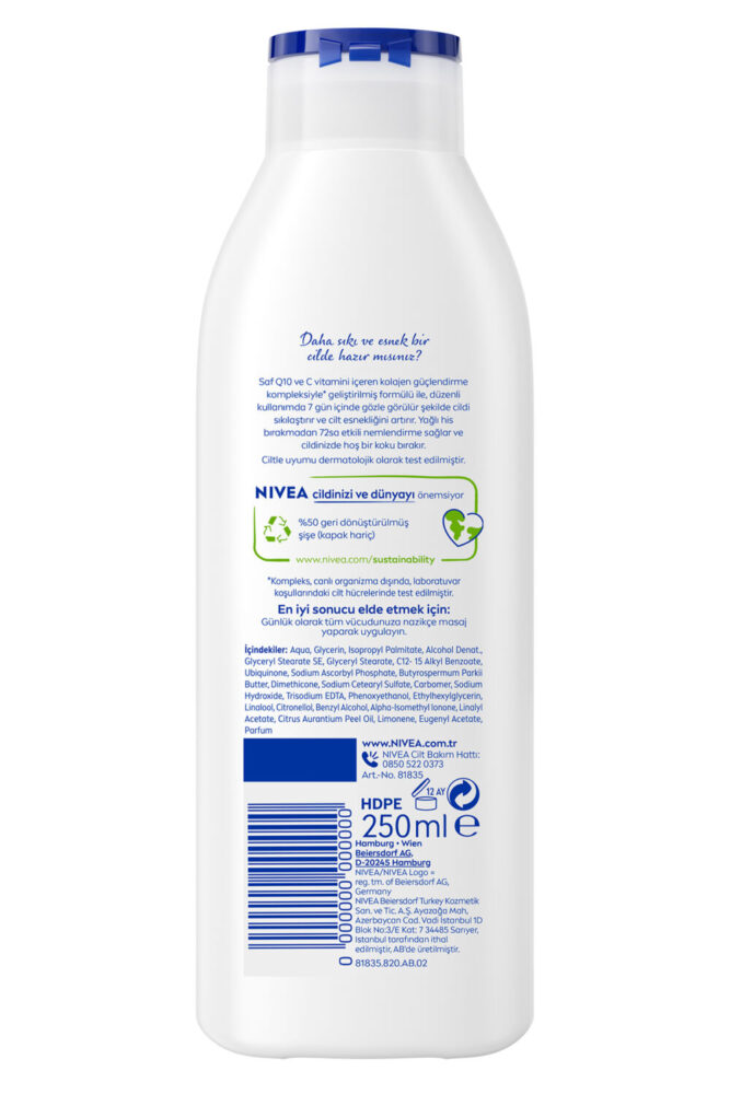 NIVEA Q10 7 Günde Sıkılaştırıcı Vücut Bakım Losyonu 250ml, C Vitamini, Kolajen, 72 Saat Nemlendirici - Görsel 2