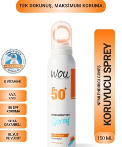 WOU World of Unique Yeni Nesil Güneş Koruyucu Sprey 50spf. Özel Halka Sprey Teknolojisi 150ml