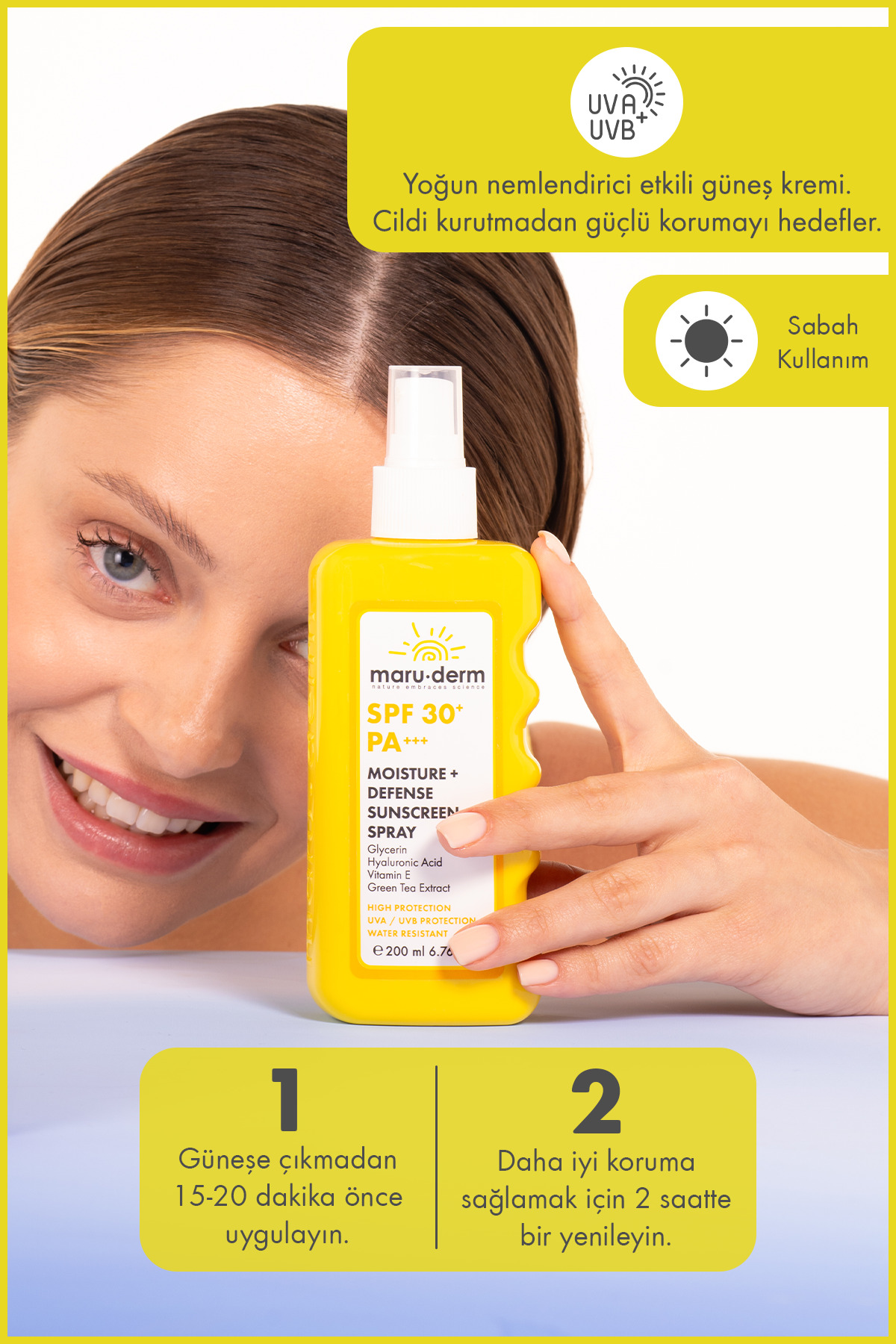 Maru.Derm Nemlendirici ve Koruyucu Sprey Güneş Kremi SPF 30+ PA++++ 200 ML - Görsel 3